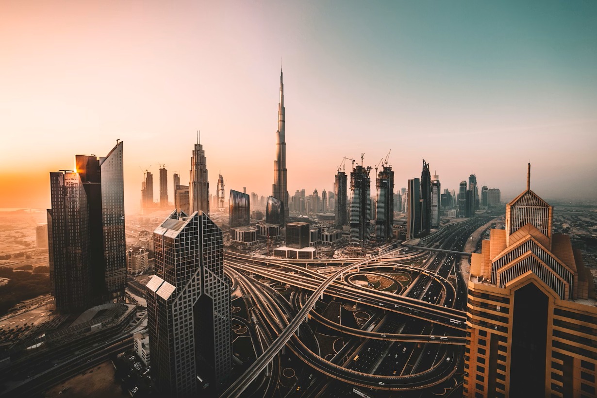 Downtown Dubai skyline at dusk